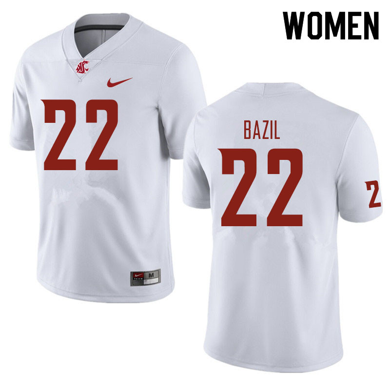 Women #22 Jouvensly Bazil Washington State Cougars Football Jerseys Sale-White